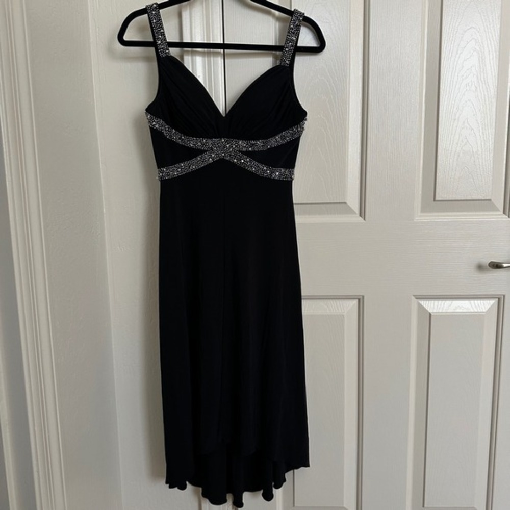 Vintage CACHET Y2K Black Beaded High-Low Prom Dress –‎ Cyber Glam / Formal Core